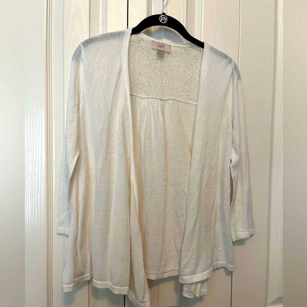LOFT Women's White Open-Front Sweater